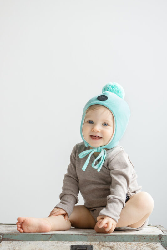 Organic cotton hat with strings mint (0 m-4 y)