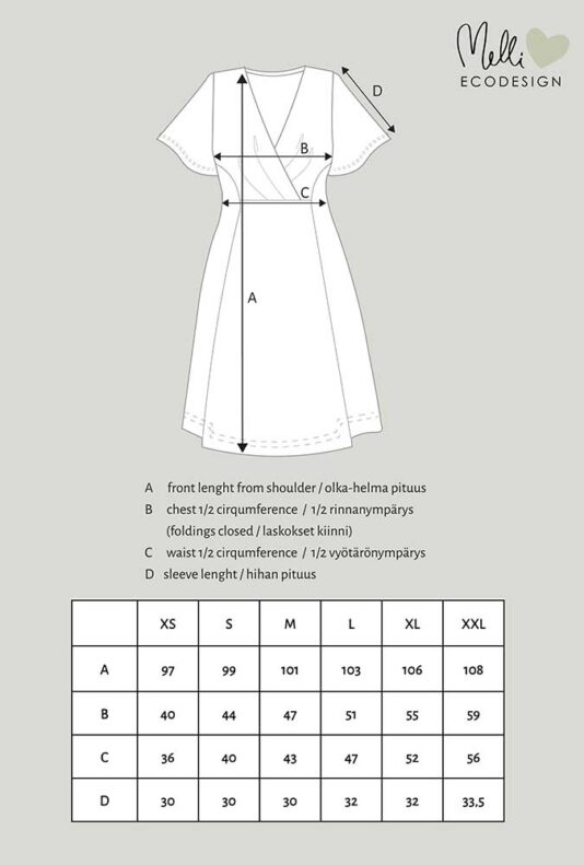N.laskosmekko perhoshiha mittakuva