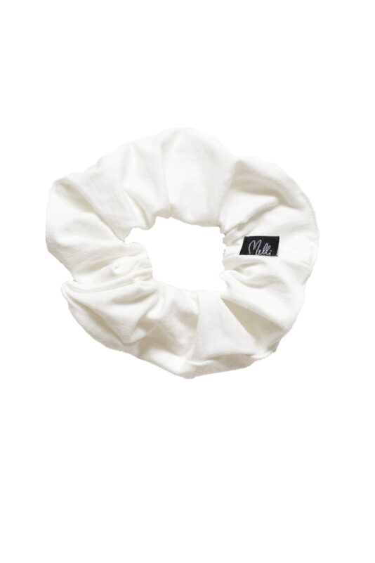 Valkoinen bambu scrunchie - Melli EcoDesign
