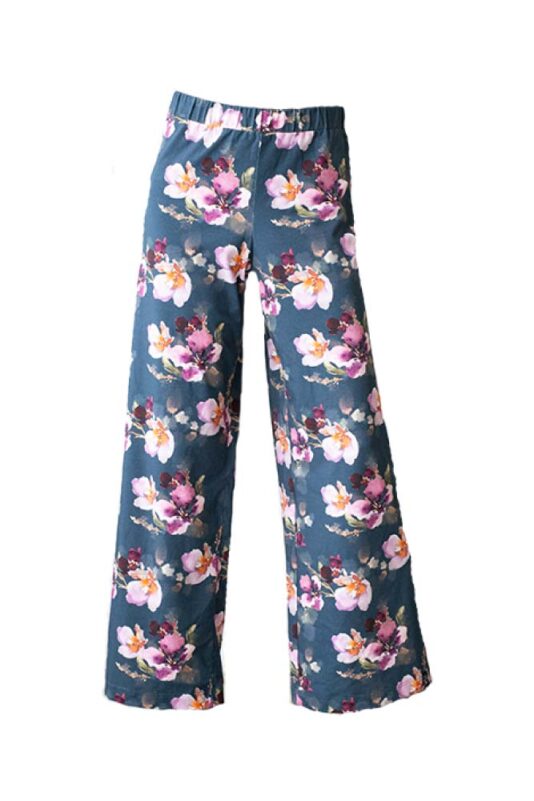 Leveät housut Mystic flower tummansininen S-XXL