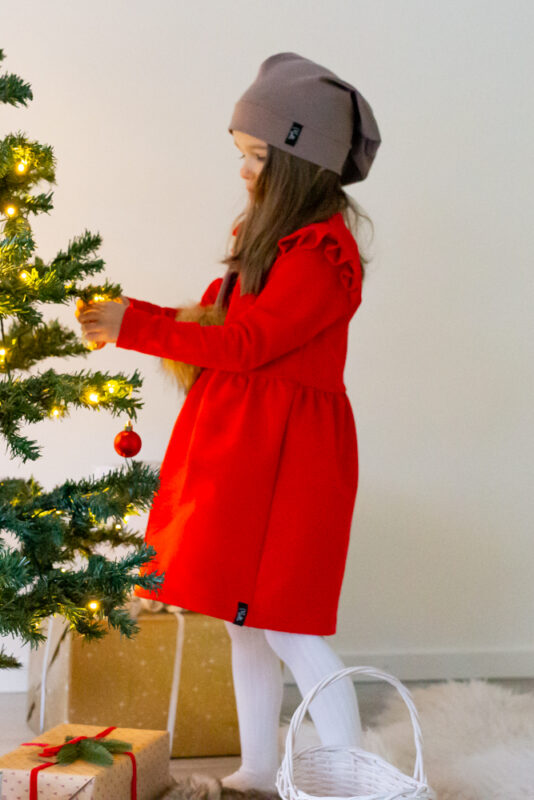 Lasten punainen röyhelömekko - Melli EcoDesign Lasten punainen röyhelömekko - Melli EcoDesign