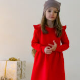 Lasten röyhelömekko punainen - Melli EcoDesign