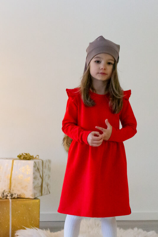 Lasten röyhelömekko punainen - Melli EcoDesign