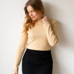 Naisten korkeakauluksinen ribbipaita - Melli EcoDesign