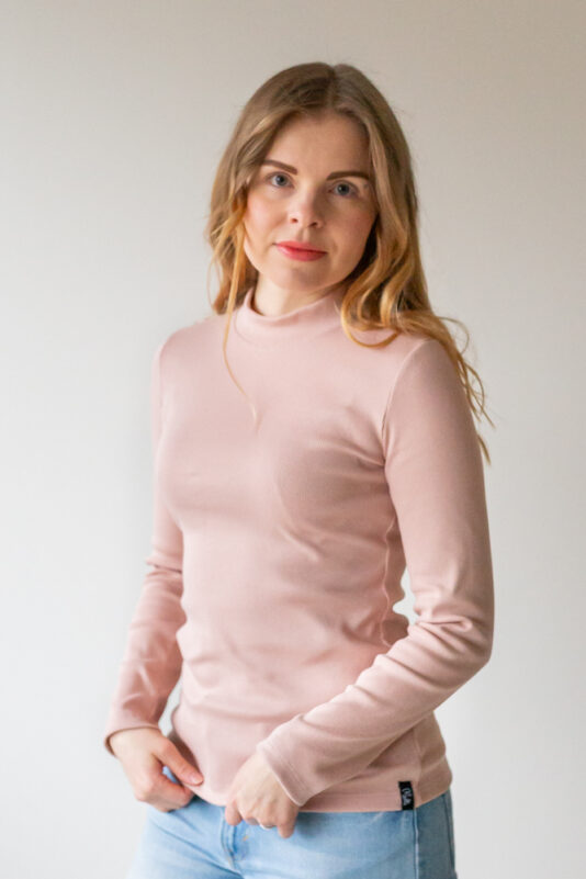 Naisten vaaleanpunainen ribbipaita - Melli EcoDesign