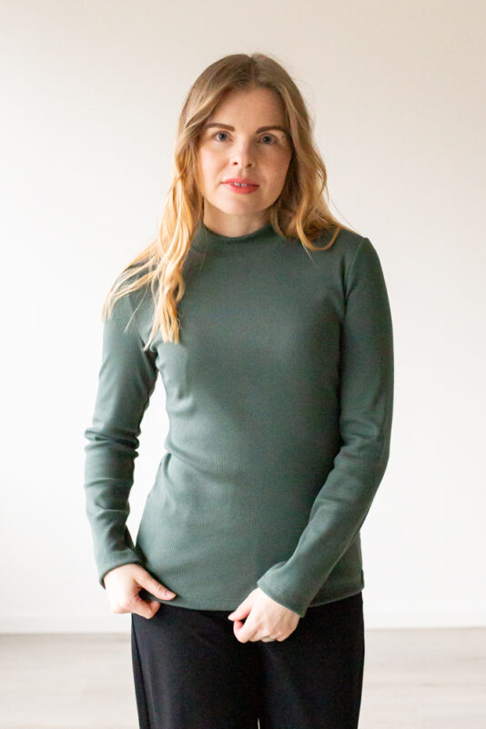 Naisten vihreä ribbipaita - Melli EcoDesign