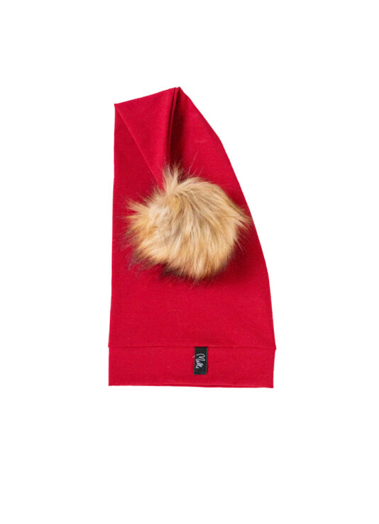 Punainen tonttulakki tekoturkistupsulla - Melli EcoDesign