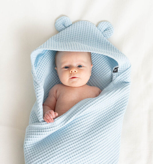 Vauvan nallekorvainen vohvelipyyhe - Melli EcoDesign