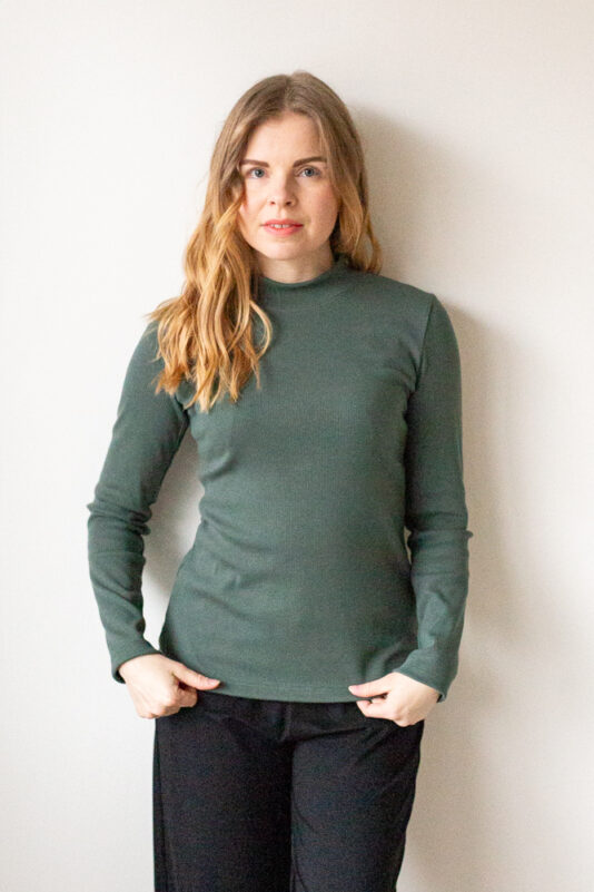 Vihreä ribbipaita naisille - Melli EcoDesign