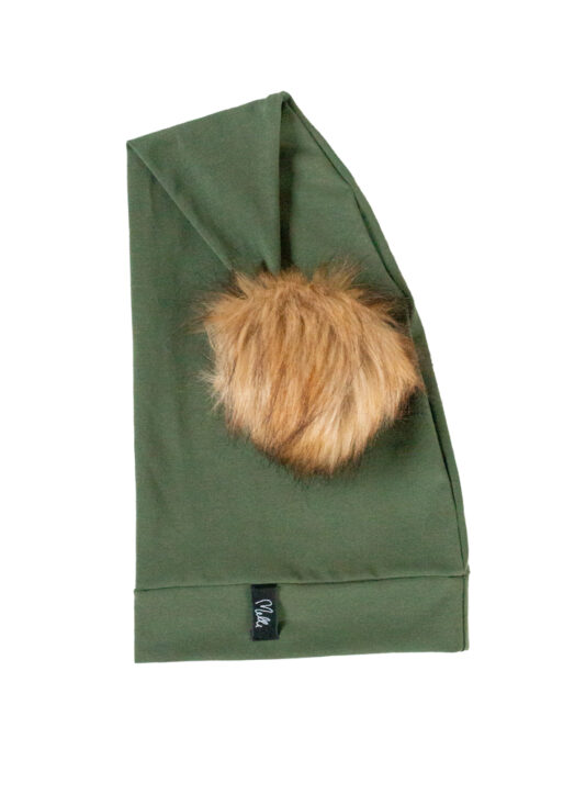 Vihreä tonttulakki tekoturkistupsulla - Melli EcoDesign