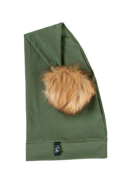 Vihreä tonttulakki tekoturkistupsulla - Melli EcoDesign