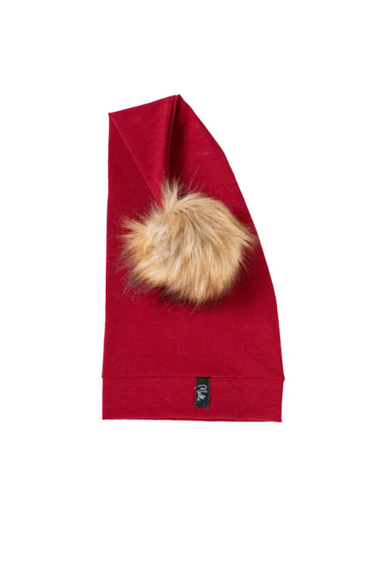 Tonttulakki tekoturkistupsulla tummanpunainen 42/44-54/56