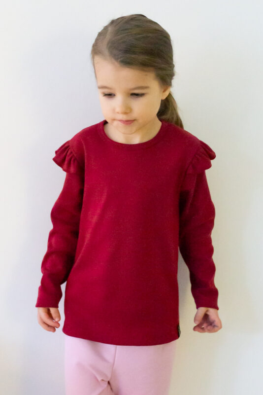 Lasten röyhelöhihainen ribbipaita – Melli EcoDesign Lasten röyhelöhihainen ribbipaita - Melli EcoDesign