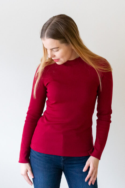 Naisten burgundy ribbipaita - Melli EcoDesign