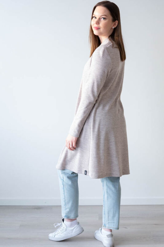 Naisten merinovilla neuletakki hiekka - Melli EcoDesign