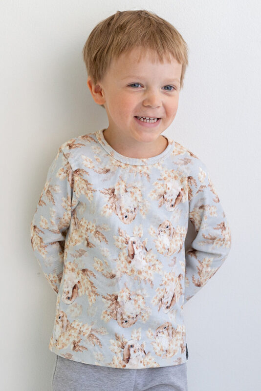 Lasten ribbipaita suloisella pupu kuosilla - Melli EcoDesign