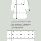 N.collegemekko frillahelmalla ja puhvihihalla mittakuva