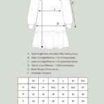 N.collegemekko frillahelmalla ja puhvihihalla mittakuva