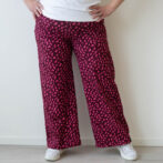 Naisten leveät housut leopardi pinkki - Melli EcoDesign