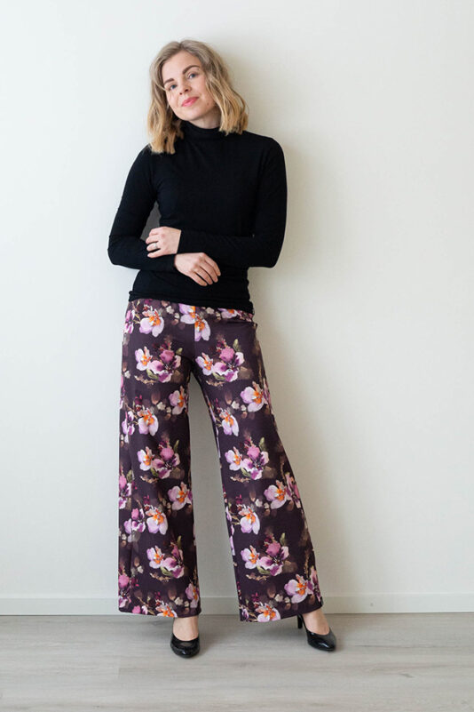 Naisten leveät housut luumu - Melli EcoDesign