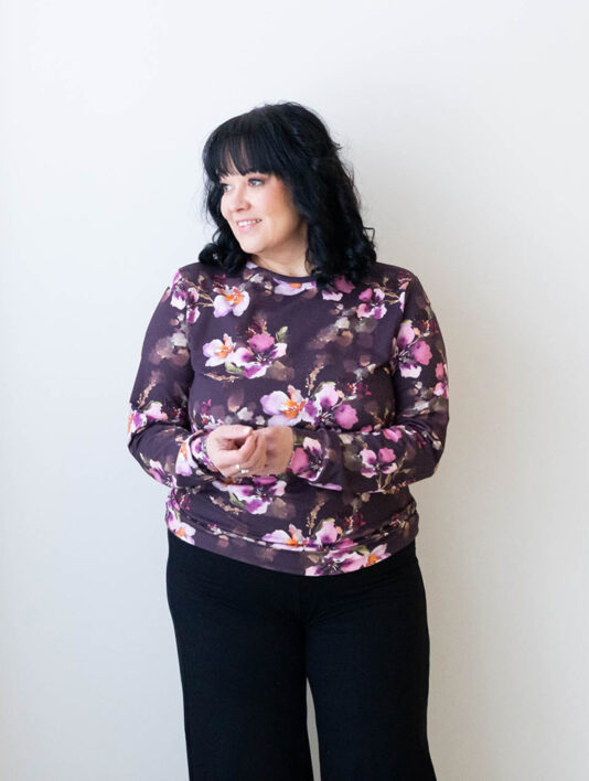 Naisten luumun värinen collegepaita - Melli EcoDesign