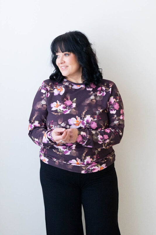 Naisten luumun värinen collegepaita - Melli EcoDesign