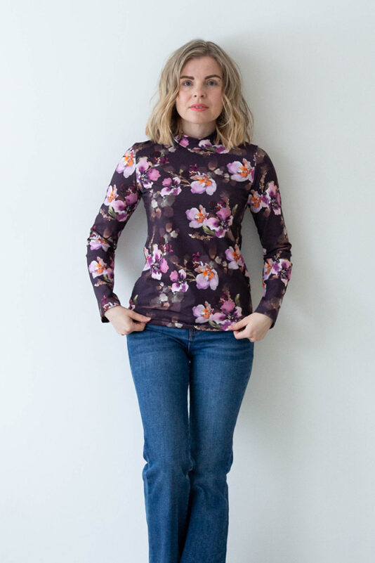 Naisten paita korkealla kauluksella mystic luumu - Melli EcoDesign