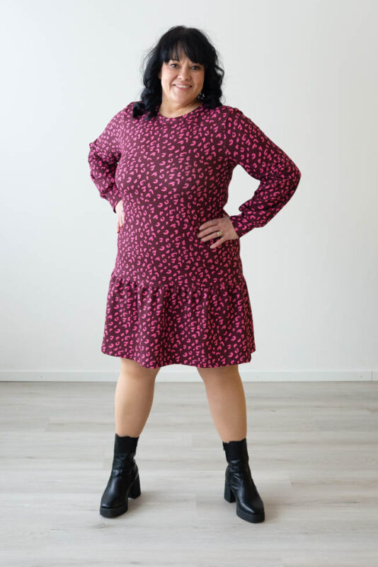 naisten frillamekko pinkki - Melli EcoDesign