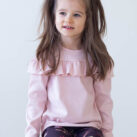 Lasten vaaleanpunainen ribbipaita röyhelöllä - Melli EcoDesign
