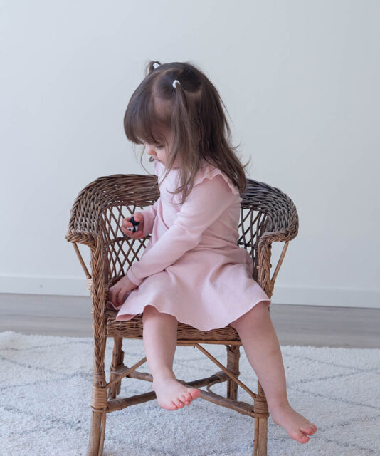 Vauvan vaaleanpunainen ribillinen bodymekko - Melli EcoDesign