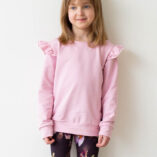 Lasten vaaleanpunainen collegepaita röyhelöillä - Melli EcoDesign