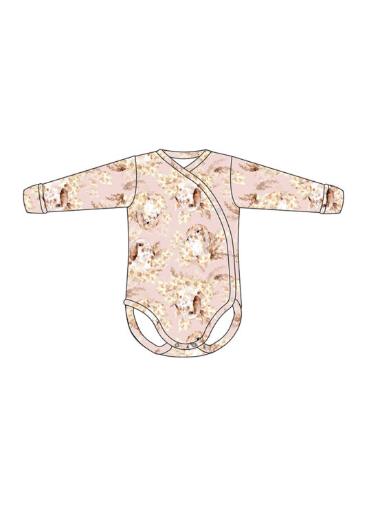 Kietaisubody kääntöhihoilla Luppakorva vaaleanpunainen - M