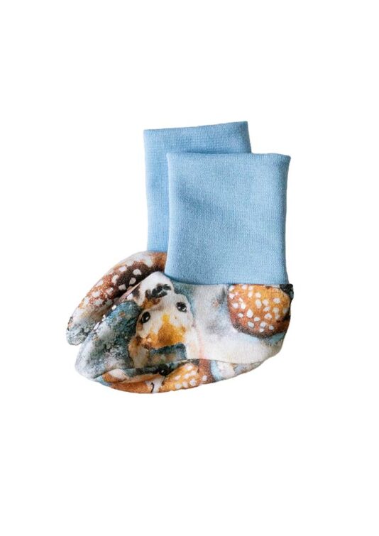Body Bambit lehtisateessa sininen - Melli EcoDesign Vauvan bambi tossut - Melli EcoDesign