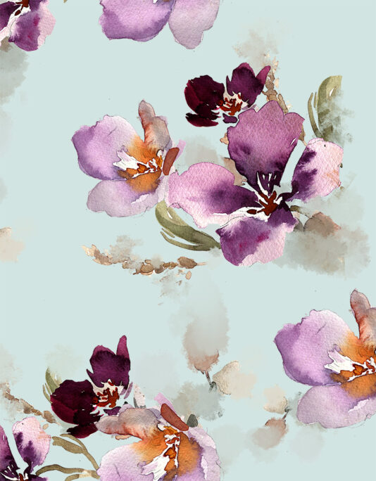 Mystic flowers aqua kuosikuva - Melli EcoDesign Mystic flowers aqua kuosikuva - Melli EcoDesign