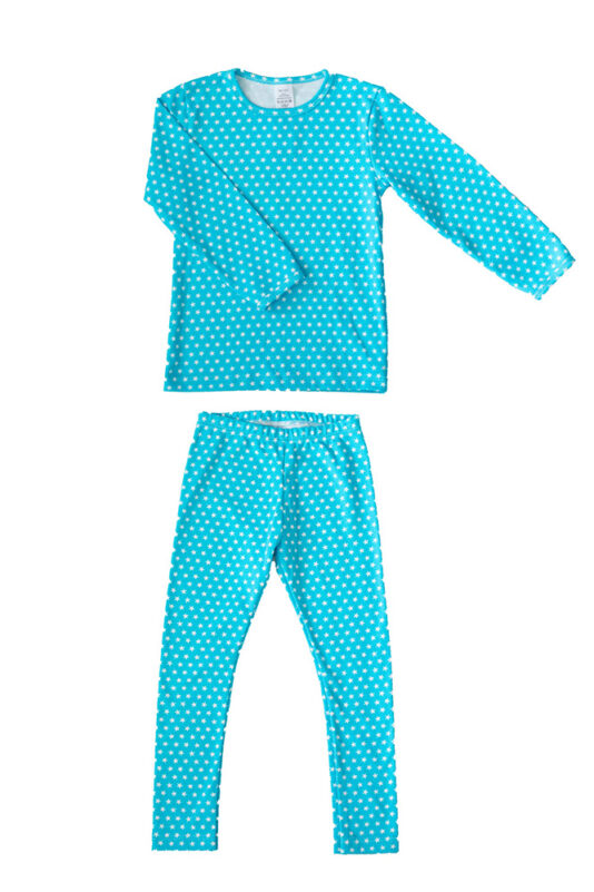 Lasten pyjamahousut tähti turkoosi - Melli EcoDesign
