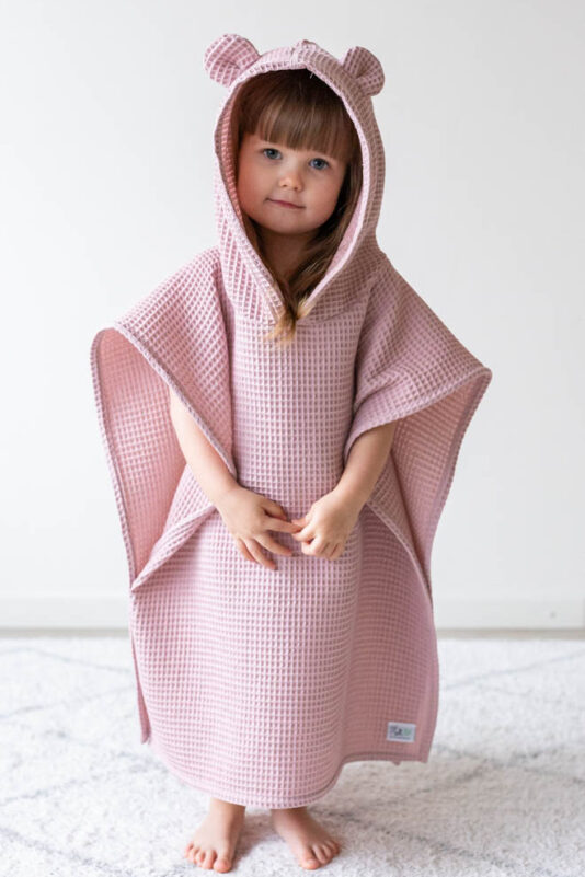Lasten söpö poncho pyyhe roosa - Melli EcoDesign