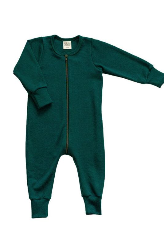 Merino wool jumpsuit forest green